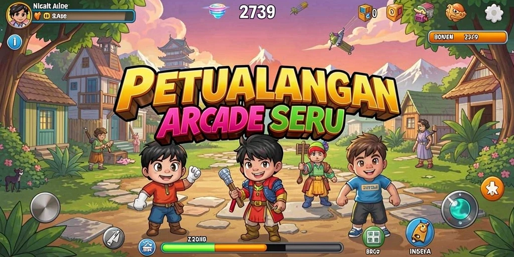 Tangkapan layar gameplay menampilkan aksi seru di dalam game Arcade.