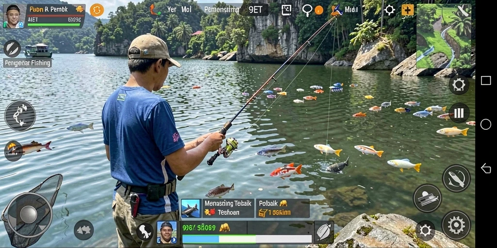 Gameplay memancing yang realistis di 9ET dengan grafik menawan.