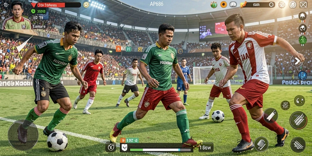 Screenshot gameplay AP686 menampilkan aksi seru dalam permainan olahraga.