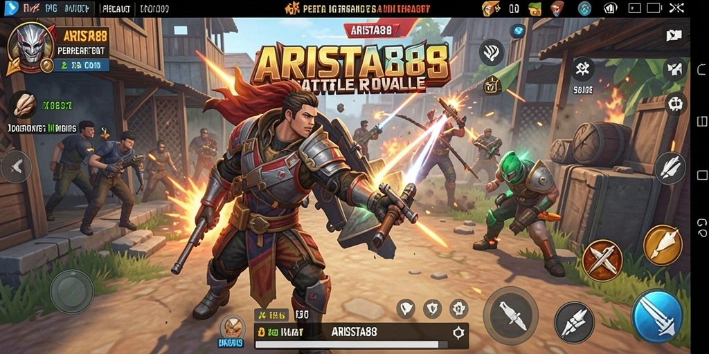 Screenshot utama ARISTA88 dengan aksi mendebarkan dalam gameplay Battle Royale.