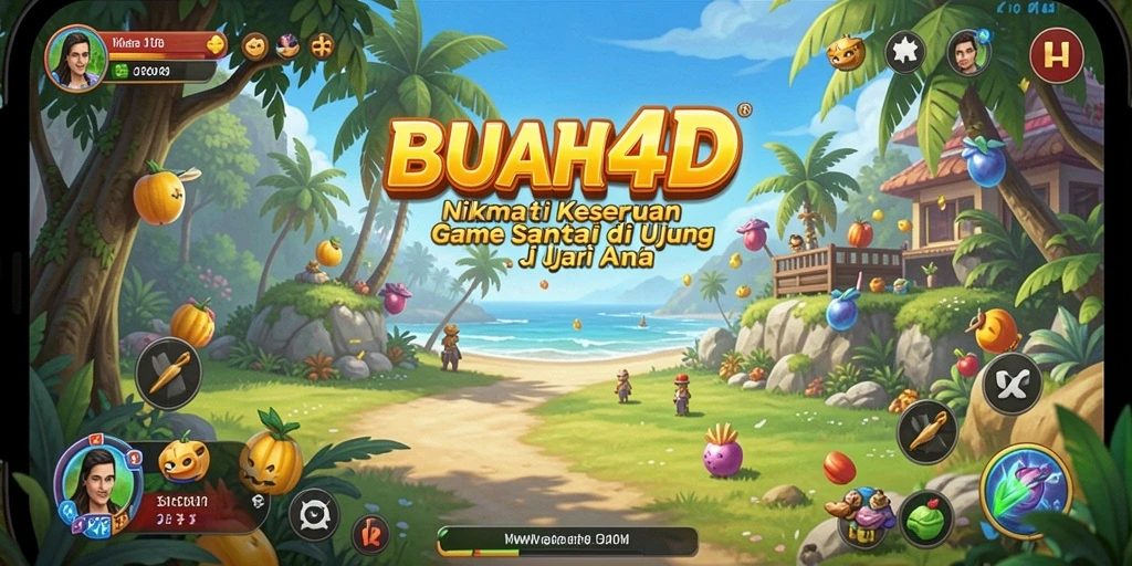 Tangkapan layar BUAH4D menampilkan gameplay yang ceria dan penuh warna.