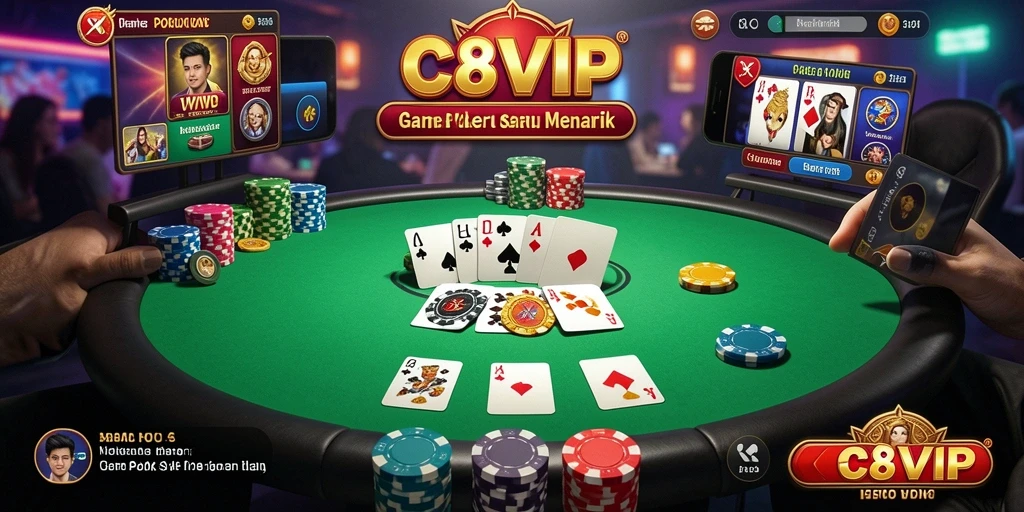 Screenshot utama C8VIP menampilkan permainan Poker yang mendebarkan.
