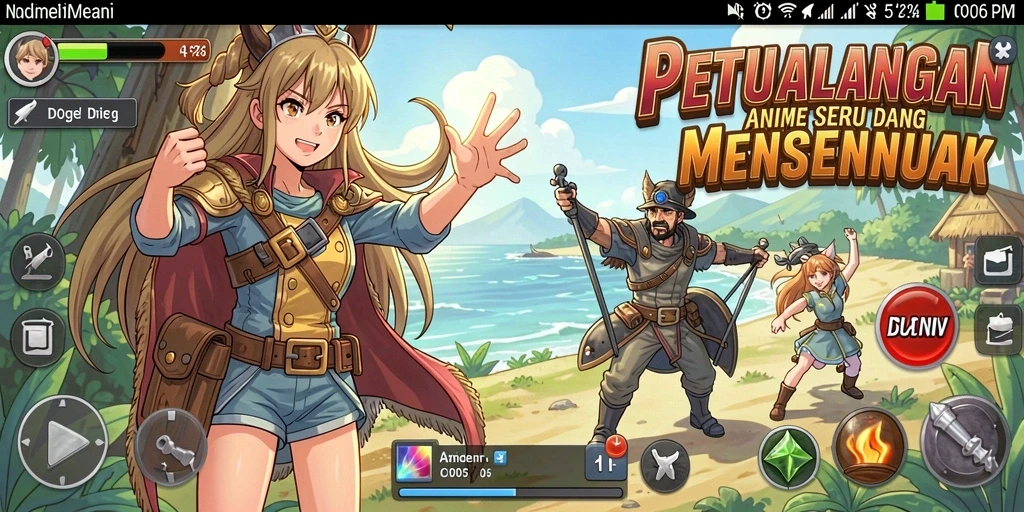 Gameplay D06 menampilkan karakter anime yang beraksi dalam petualangan seru.