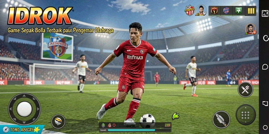 Screenshot gameplay sepak bola IDROK yang menarik dan seru.