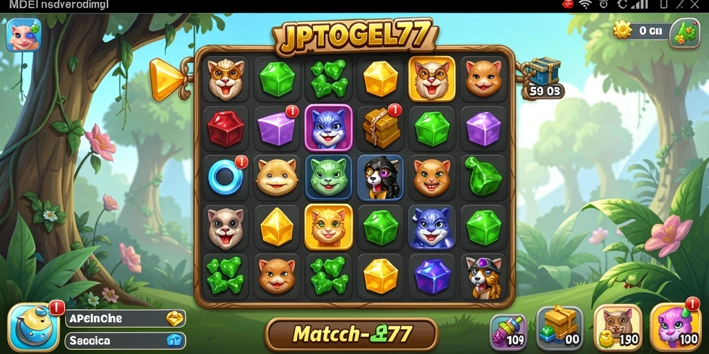 Tampilan gameplay seru dari game Match-3 JPTOGEL77.