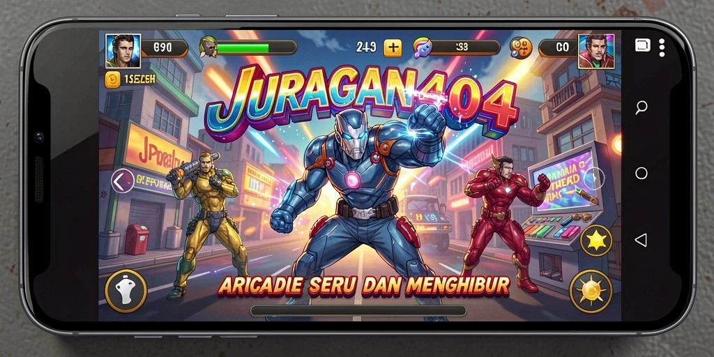 Screenshot gameplay JURAGAN404 yang menunjukkan aksi seru di arcade.
