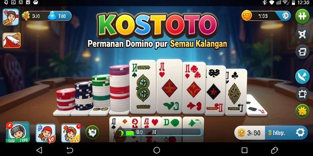 Tangkapan layar KOSTOTO menampilkan pengalaman bermain domino yang seru dan interaktif.