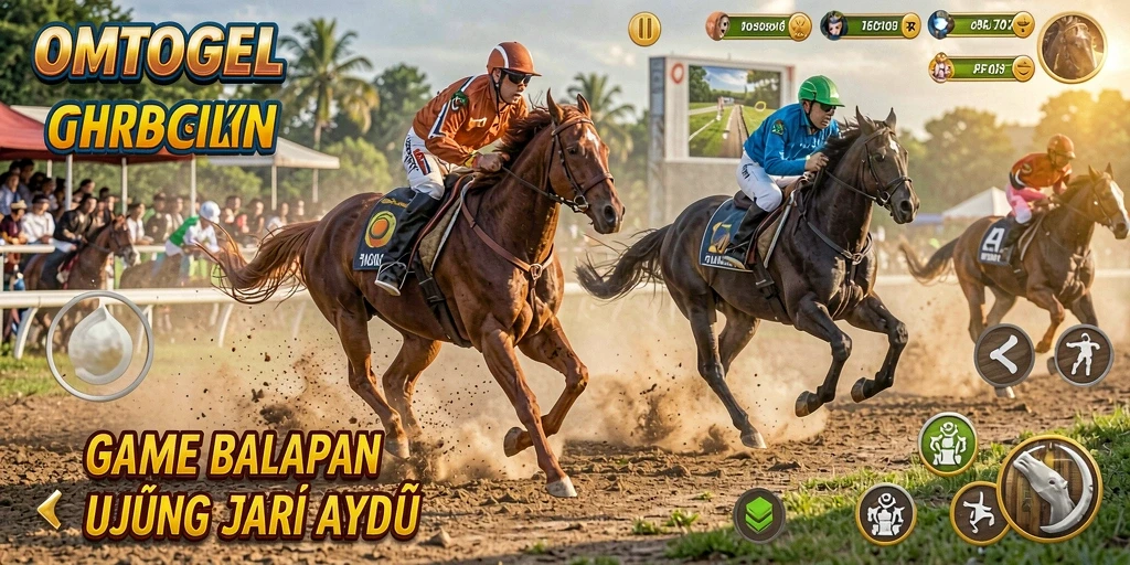 Screenshot utama OMTOGEL menampilkan aksi balapan yang mendebarkan.