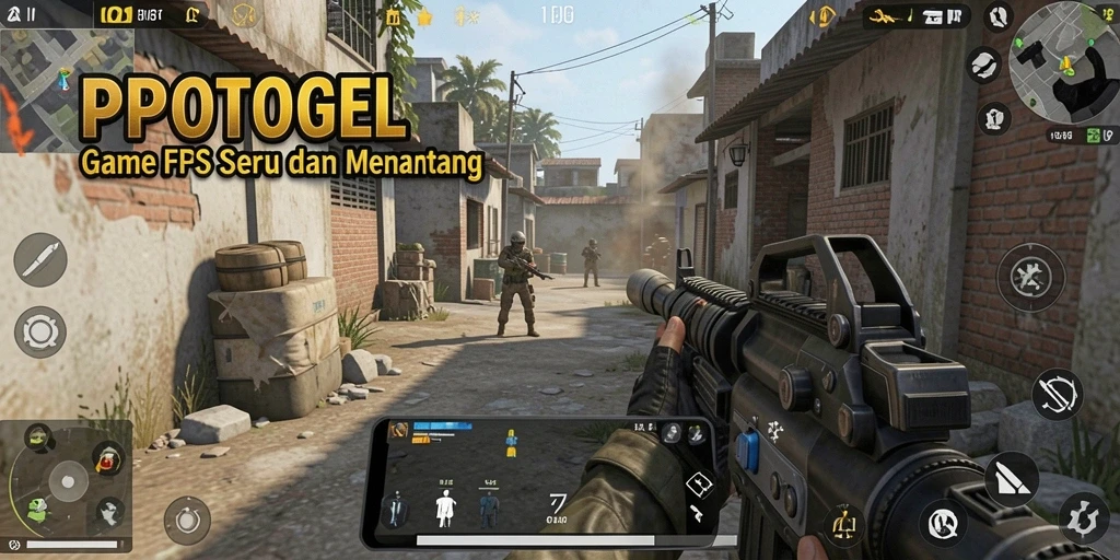 Tangkapan layar menunjukkan aksi seru dalam gameplay FPS POPOTOGEL.
