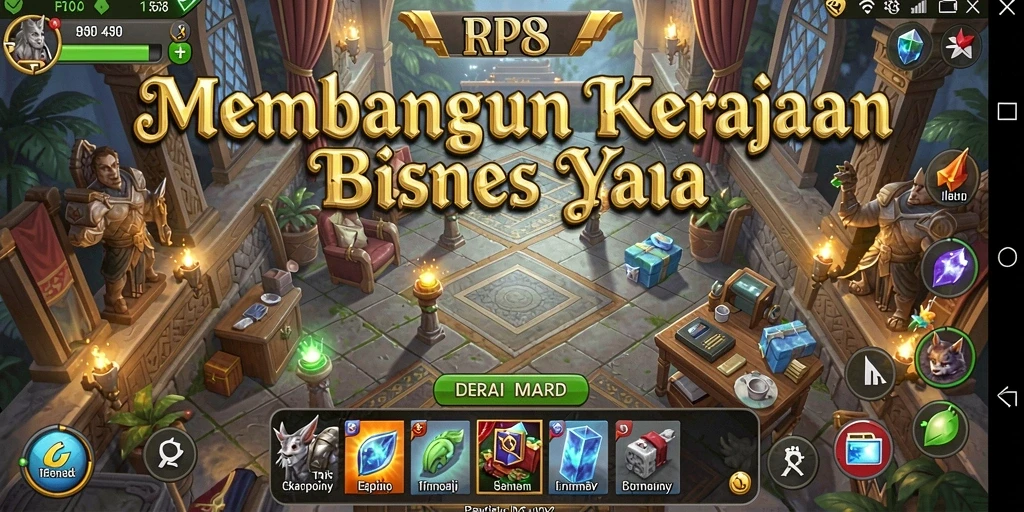 Screenshot utama RP8 menampilkan gameplay Tycoon yang mendalam.