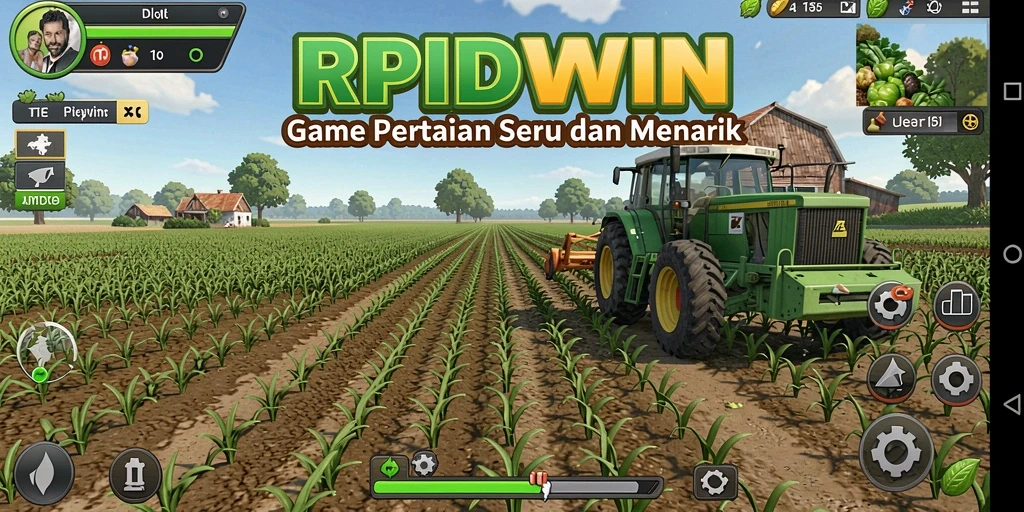 Screenshot gameplay RPIDWIN menunjukkan petualangan bertani yang seru.