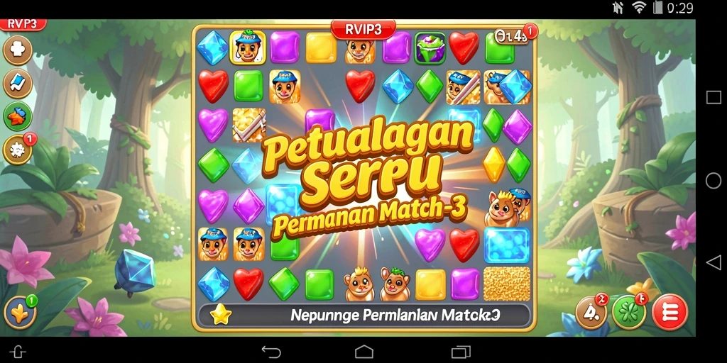 Tampilan gameplay <strong>RVIP3</strong> yang menawan dengan keseruan mencocokkan item.