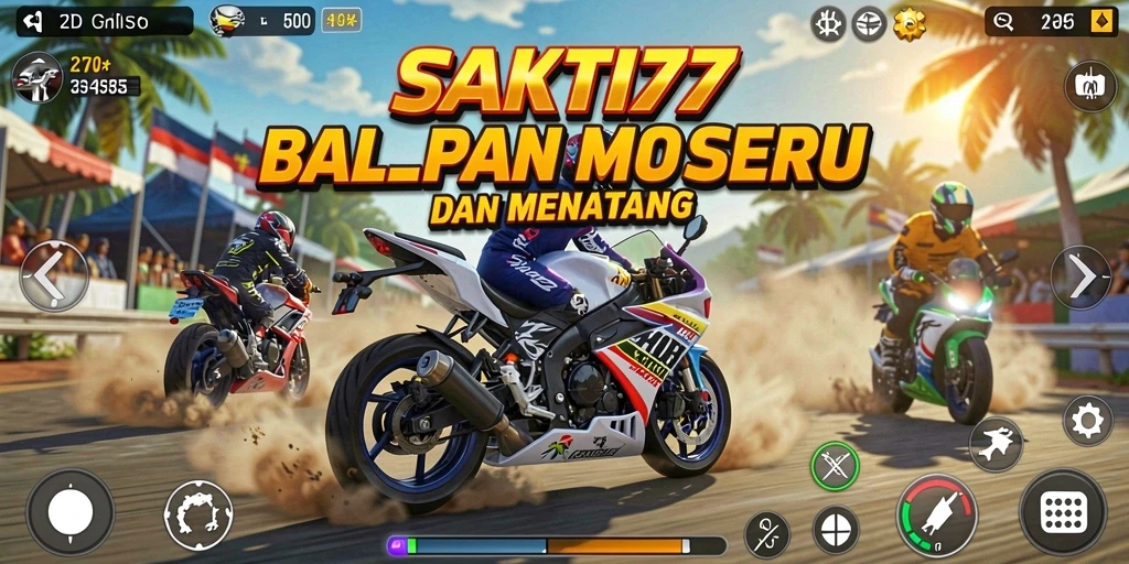 Gameplay SAKTI77 menampilkan aksi balapan motor yang mendebarkan.