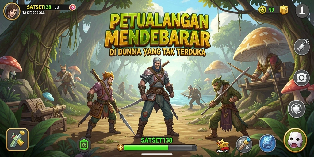 Tangkapan layar SATSET138 menampilkan karakter menjelajahi dunia yang kaya akan petualangan.