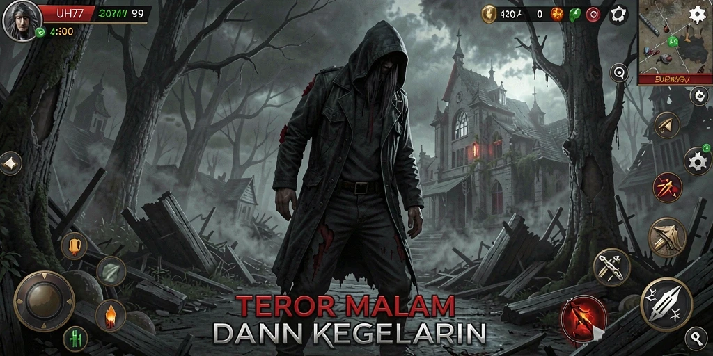 Tampilan menakutkan dari gameplay UH77 dengan suasana mencekam.