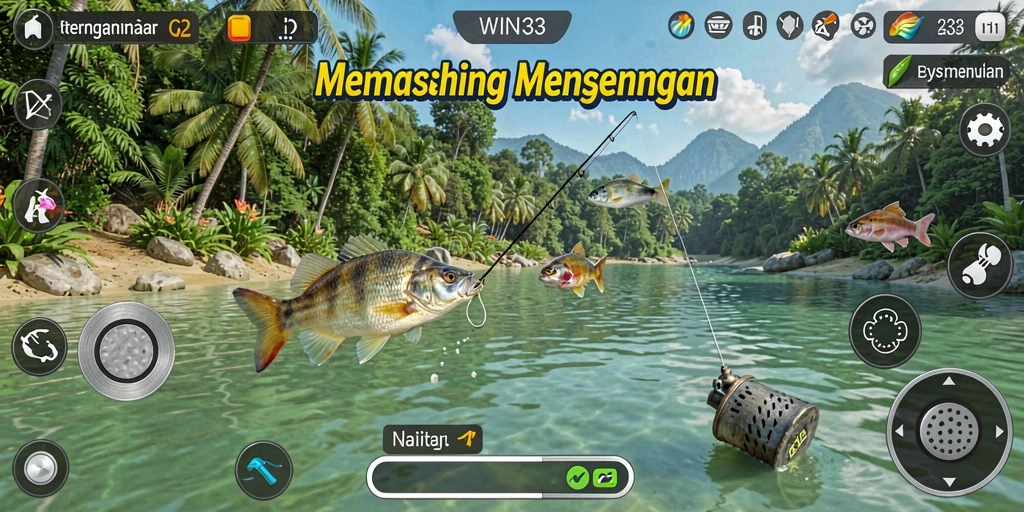Screenshot gameplay WIN33 menampilkan aksi memancing yang seru dan menarik.